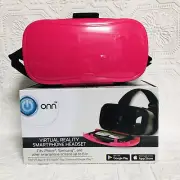 Onn Virtual Reality Smartphone Headset, W/Adjustable Lenses, Nylon Strap, Pink