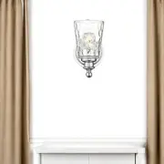 Silver Metal and Pebbled Glass Wall Light