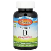 Carlson, Vitamin D3, 250 mcg (10,000 IU), 120 Soft Gels