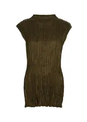 Eileen Fisher Crushed Plissé top - Brown - XS (UK 6-8 / XS) XS (UK 6-8 / XS)