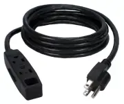Qvs 5-pack 3-outlet 3-prong 10ft Power Extension Cord - Black - Nema 5-15p - 3 -