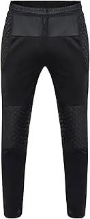 [FEESHOW] Men's Goalkeeper Pants Protection Padded Soccer Pants Elastic Waistband Sport Training Pants L-3XL
