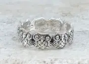 .925 STERLING SILVER DETAILED WISE OWL BAND RING size 8 style# r3410
