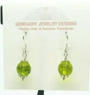 Sterling Silver Victorian-Style PERIDOT Dangle Earrings #4121...Handmade USA
