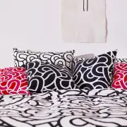 SÖTRÖNN cushion cover, 50x50 cm, black/white