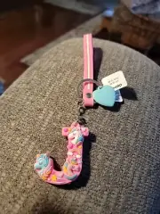 Claire's Kid's Unicorn Key Chain With Heart Monogram Initial " J " New C