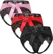 [Taube] Sexy Panties For Women Plus Size Hipster Cute Bow Underwear Lace Briefs Midnight Naughty Lingerie