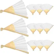 KONTONTY 12Pcs Portable Chinese Handheld Folding Fan Blank DIY Dancing Fan for Performance Summer Events Weddings and Photography Props Lightweight and Elegant Design
