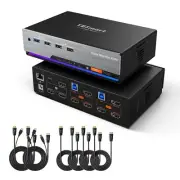HDMI KVM Switch 3 Monitors 2 Computers 4K@60Hz, USB 3.0 HDMSwitch Triple Monit