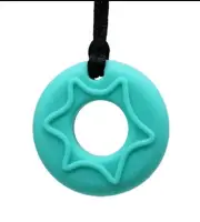 Brand New Sensory Chew Teether Necklace Chewellery Teal Donut