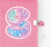 Claire’s Bejeweled Initial S Fuzzy Lock Diary Journal New with Tags