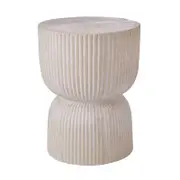 Amalfi Etta Side Table/Stool Cream Wash 35x35x45cm