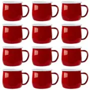 12x Coloured Enamel Belly Mugs Steel Outdoor Camping Tea Coffee Cup 375ml Red