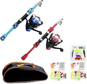 ReelFin Spinning Fishing Pole Kids –Telescopic Fishing Rod & Reel Combo, Tackle Box, Carry Bag for Boys and Girls with Full Kits Hooks Lure Case for Youth Fishing and Beginner
