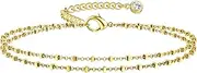 [LOYALLOOK] Ankle Bracelets for Women Waterproof, 14K Gold Plated Cuban Figaro Link Chain Anklets Non Tarnish, Dainty Layered Anklet Bracelets Adjustable Summer Beach Foot Jewelry