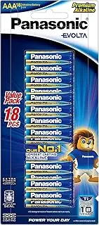 Panasonic Evolta AAA Premium Alkaline Batteries, 18-Pack (LR03EG/18B)