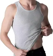 [SHEKINI] Men's Compression Tank Top Vest Slimming Ribbed Elastic Body Shaper Shapewear Tummy Control Straps Undershirt