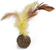 Staright Natural Catnip Mint Cat Ball Cat Feather Treat Ball Toy Cat Scratcher Ball Motion Activated Teeth Cleaning Grinding Playing Chasing Chew Claw Toy