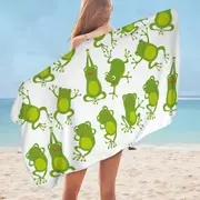 Cute Green Frog Pattern Microfiber Beach Towel