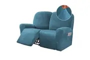6-Pieces Recliner Covers Velvet Stretch Couch Covers Slipcovers Thick Soft , Medium , Peacock Blue