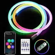 2M/3M/5M Neon LED Strip Lights 360 Luminous Waterproof Strip with Music Sync Remote APP Control USB-Powered Flexible Lighting for Indoor/Outdoor Gaming Room B
