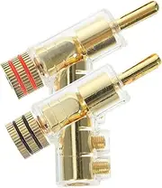 Tofficu Gold Plated Banana Plugs Speaker Connectors Right Angle 2pcs Solderless Locking for Audio Video Receiver Systems