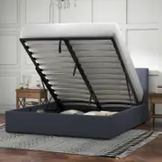 Milano Luxury Gas Lift Bed Frame with Storage King Charcoal