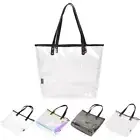 Premium Large Transparent TPU Tote w/ Vegan Leather Strap Shoulder Bag Handbag