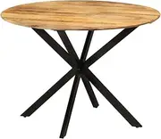 Dining Table, Kitchen Table Dining Room Dinner Table Dining Table Ø110x78 cm Solid Wood Mango and Steel