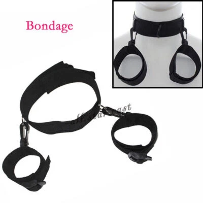 Wrist and Neck Restraints Strap Cuffs Restraints Cosplay Hands Cuff Binding