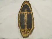 Wood Burning Handmade Art, Pine Tree - Jesus on the Cross