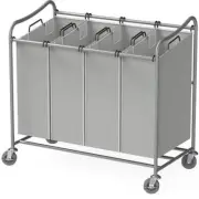 Fabric Laundry Hamper 33" x 32.3" x 17.5" Rectangle w/ Wheels Fabric Silver