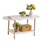 Oval Coffee Table Small Wooden Coffee Table for Small White Splicing Design