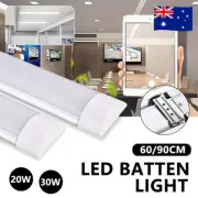 Slimline Linear LED20W/30W 60CM/90CM Fluro Fluorescent Batten Light Hardwired AU