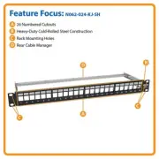 Lot of 10 New Tripp Lite N062-024-KJ-SH 24-Port Shielded Blank Patch Panel RJ45