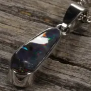 Australian Boulder Opal set in Solid 18k White Gold Pendant - Pen560