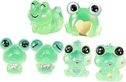 Kisangel 6pcs Glow Dark Resin Frog Decorations for Indoor Outdoor Miniature Garden Scenes Adorable Frog Figurines Unique Charms for Home Office Decor