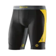 NEW || SKINS DNAMIC MENS COMPRESSION HALF TIGHTS - BLACK / CITRON