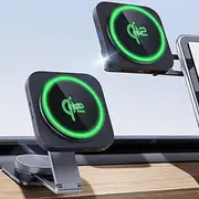 ESR for Qi2 15W MagSafe Car Mount Charger, Qi2-Certified Foldable Dashboard Wireless Car Charger,Tesla Touchscreen Magnetic Phone Holder Car Charger foriPhone 16/15/14/13/12, Samsung S25,Fast Charging