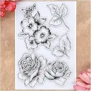Kwan Crafts Flowers Leaves Clear Stamps for Card Making Decoration and DIY Scrapbooking