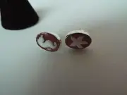 Master Hand carved Sardonyx shell earrings sea horse and star fish set in Italia