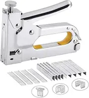 INTSUN Upolstry Staple Gun T-18 / T-50 Heavy Duty Stapler 3-In-1 Manual Hammer Tacker with 600 Metal Staples for Wood, Doors, Furniture, Decoration, Fixing Materials, Advertising Boards (Silver)
