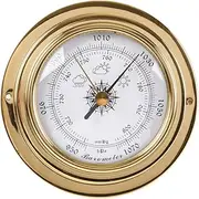 Barometer,Outdoor Thermometer,Room Thermometer Indoor,98mm Copper Hull Marine Barometer, Mechanical Movement High Precision Barometer for Indoor, Outdoor, and Other Environments
