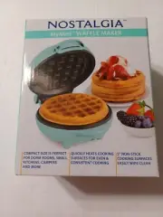 Nostalgia MyMini Personal Electric Waffle Maker teal New