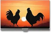 [VFMKT] Slim Metal Business Card Holder Portable Business Card Case Pocket Name Card Holder Animal Chickens Wallet for Men Women Office Travel, style, One Size