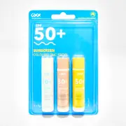 3 Pack SPF 50+ Coloured Zinc Sticks 5g