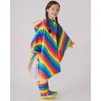 在飛比找PChome24h購物優惠-韓國 OZKIZ-兒童防風斗篷雨衣(附收納袋)-彩虹