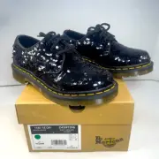 BNIB DR MARTENS 1461 SHIFTABLE SEQUINS LOAFER BLACK/SILVER UK 3 US 5