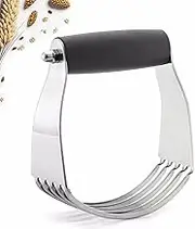 Multi-Purpose Dough Blender Mixer - Upgraded Pastry Blender Heavy Duty Pastry Cutter/Stainless Steel Bladed Dough Blender and Cutter with Grip Handle for Pasta Pie Crust Cake (Black)