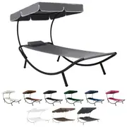 Outdoor Lounge Bed Day Bed Seat with Canopy and Pillows Grey/Brown vidaXL